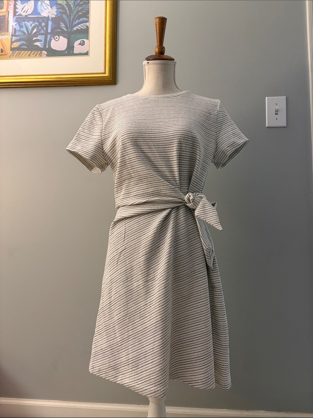 LOFT Textured Striped Side-Tie Dress